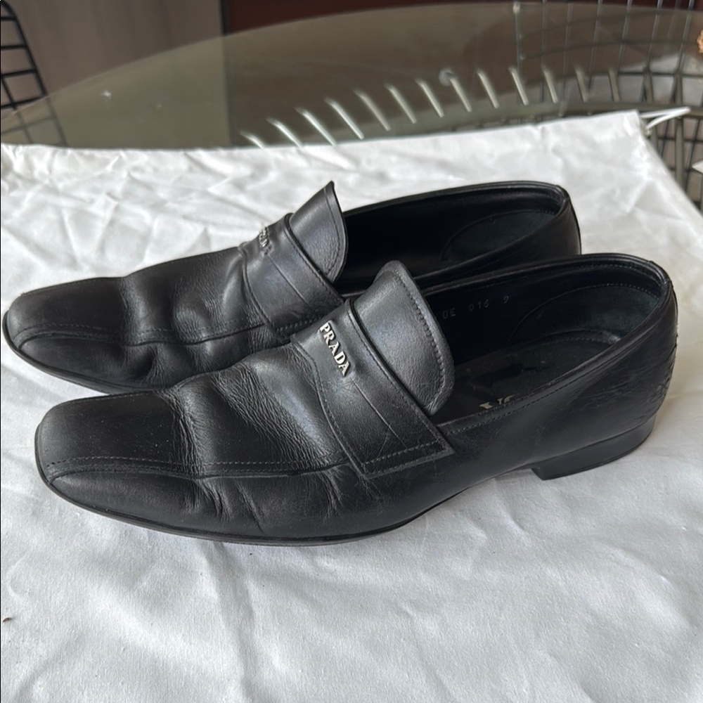 Prada Men's Black Leather Loafers